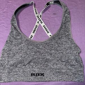 RBX Gray Sports Bra with Branded Cross Straps